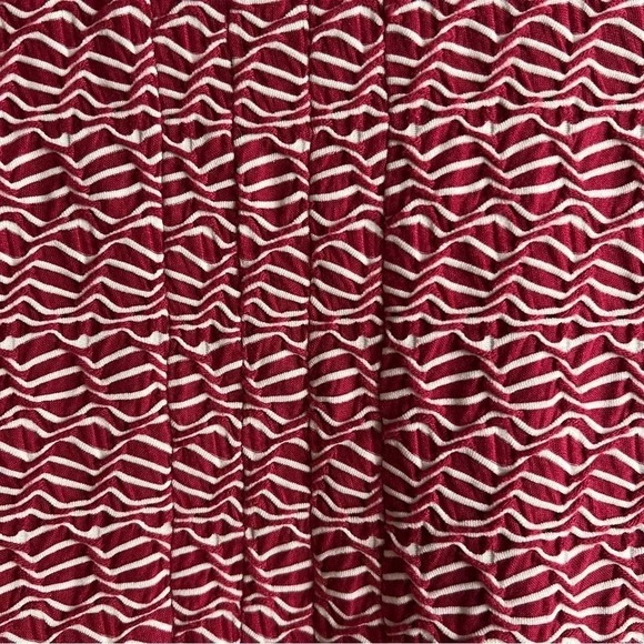 Anthropologie Maeve Burgundy White Short Sleeve A-Line Mini Dress. Size Medium. - Picture 7 of 12